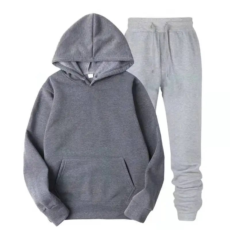 طقم هوديي وسراويل كاجوال للرجال - سويت شيرت ناعم مع جيب الكنغر والركض برباط موضة ملابس الشارع للخريف والشتاء #4