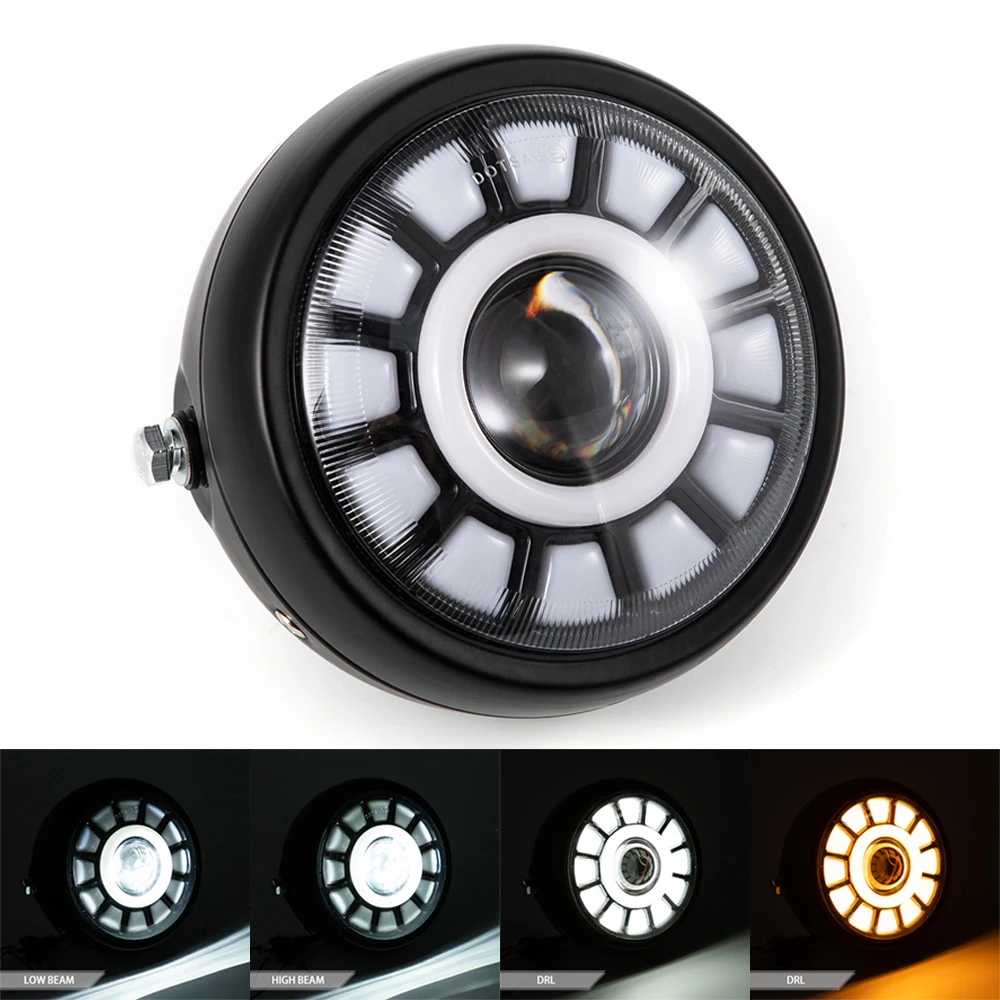 For Harley Cruisers Sportster Cafe Racers Honda Yamaha Suzuki Custom 12V 6.5" Inch Motorcycle Retro Headlight Motorcycle Parts - Image 3