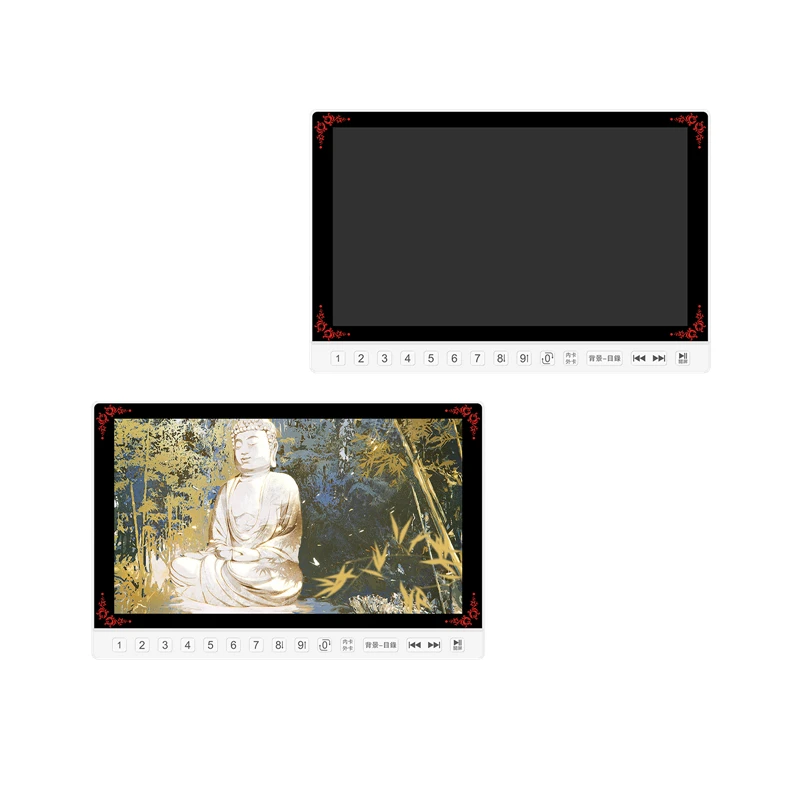 High quality and ultra clear buddha chanting jukebox with 720P LCD video screen to play MP4 videos saved in TF-card