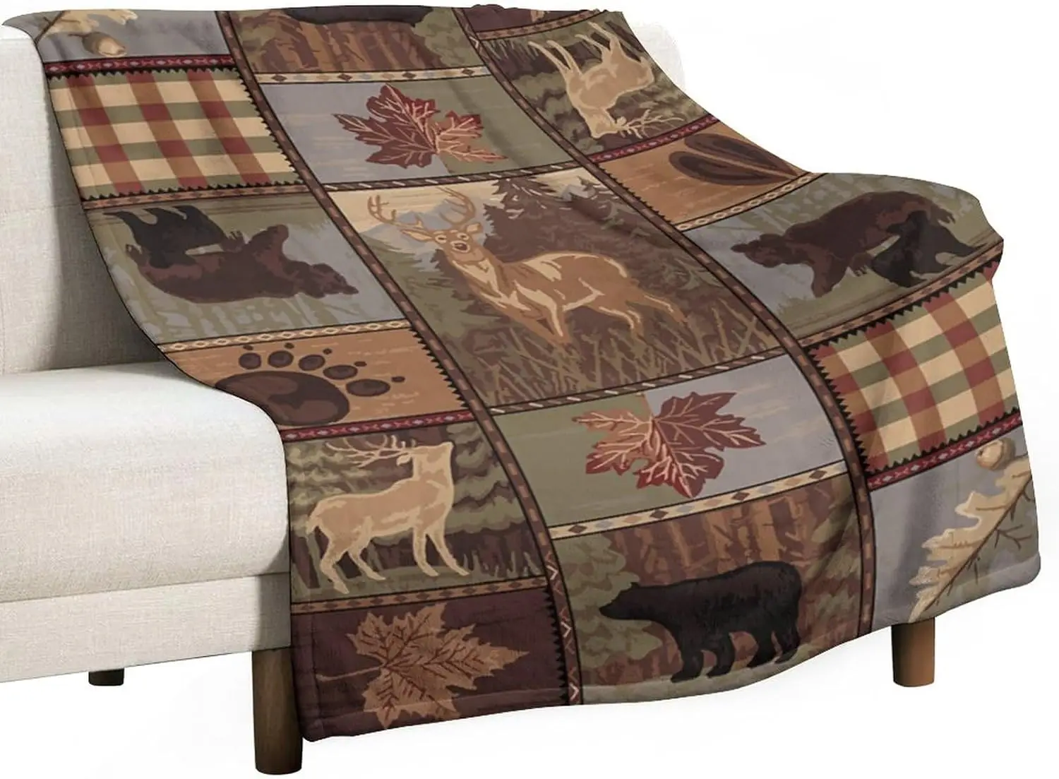 Retro Bear Cottage Country Style Retro Cottage Mountain Farmer Family Music Sofa Chair Bed Blanket Comfortable Blanket