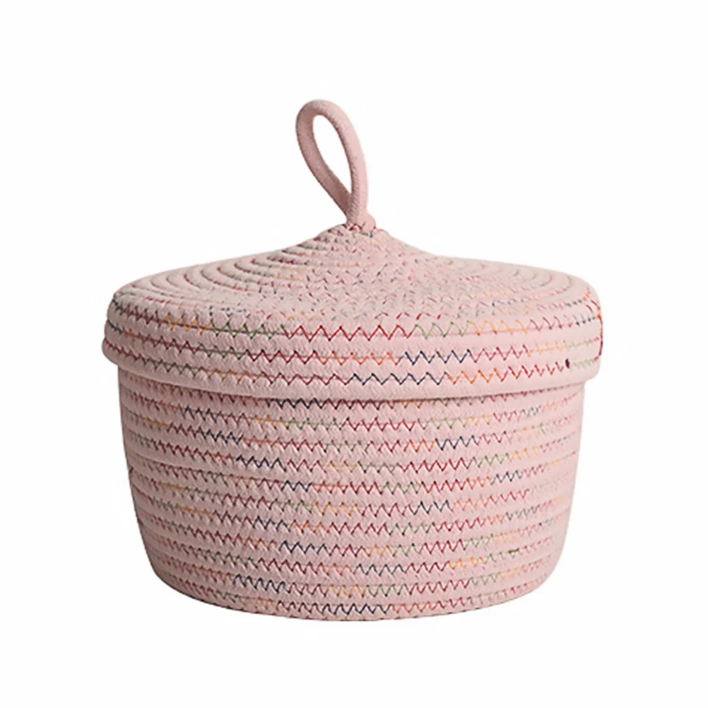 

Storage Box with Lid Desktop Case Household Supplies Organizer Container Basket Cotton Rope