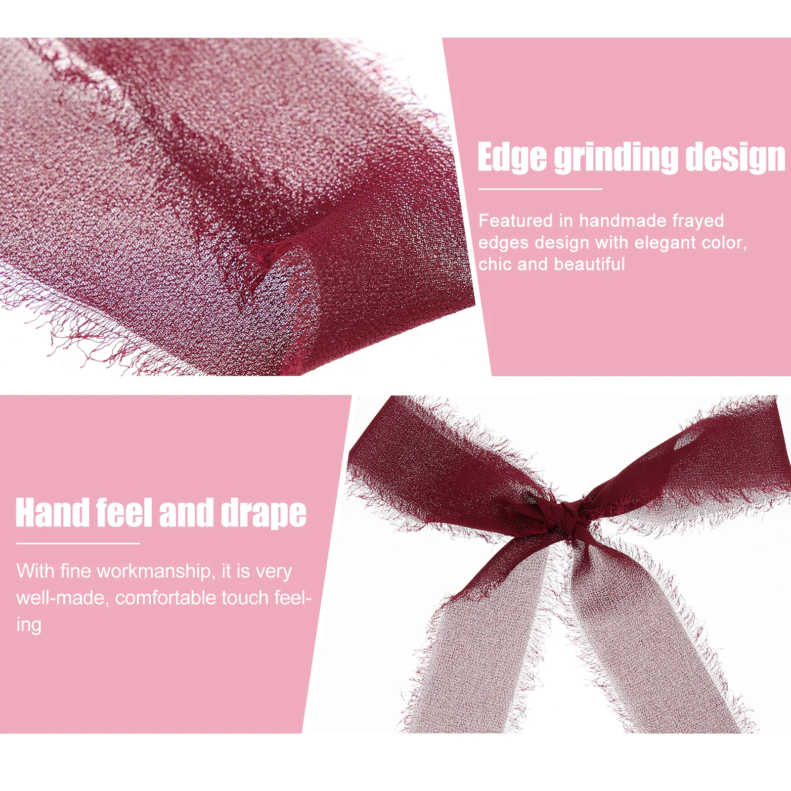 

3 Rolls Hand-Torn Fringe Ribbons Elegant Color Handmade Edges for Wedding Cake Bridal Bouquets Gift and Party Wrapping