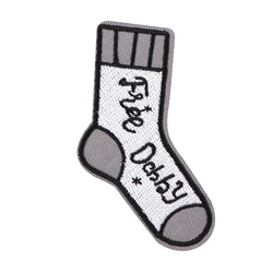 AD2795 Movie Sock Shape Embroidered Patches for Clothing Patches DIY Iron on Patches Punk Patch Sew Applique Sticker