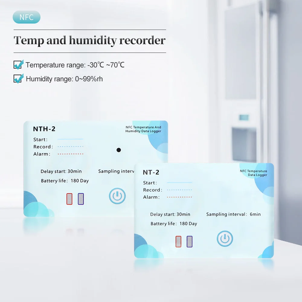 NFC Temperature and Humidity Data Logger NTH-2/NT-2 Smart Phone NFC Temp Data Logger PDF Recorder 500,000 Groups