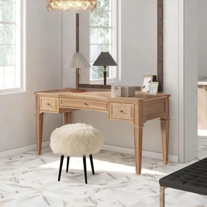 

Natural Brown 55-Inch 3-Drawer Executive Desk in Wood - Stylish and Functional Office Furniture