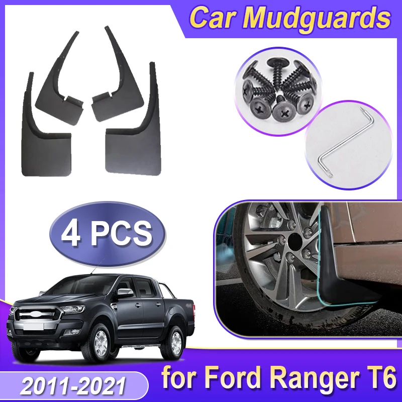 For Ford Ranger T6 2011 2012~2021 4PCS Front Rear Wheel Car Mud Flaps Fenders Mudguards Mudflaps Splash Guards Auto Accessories