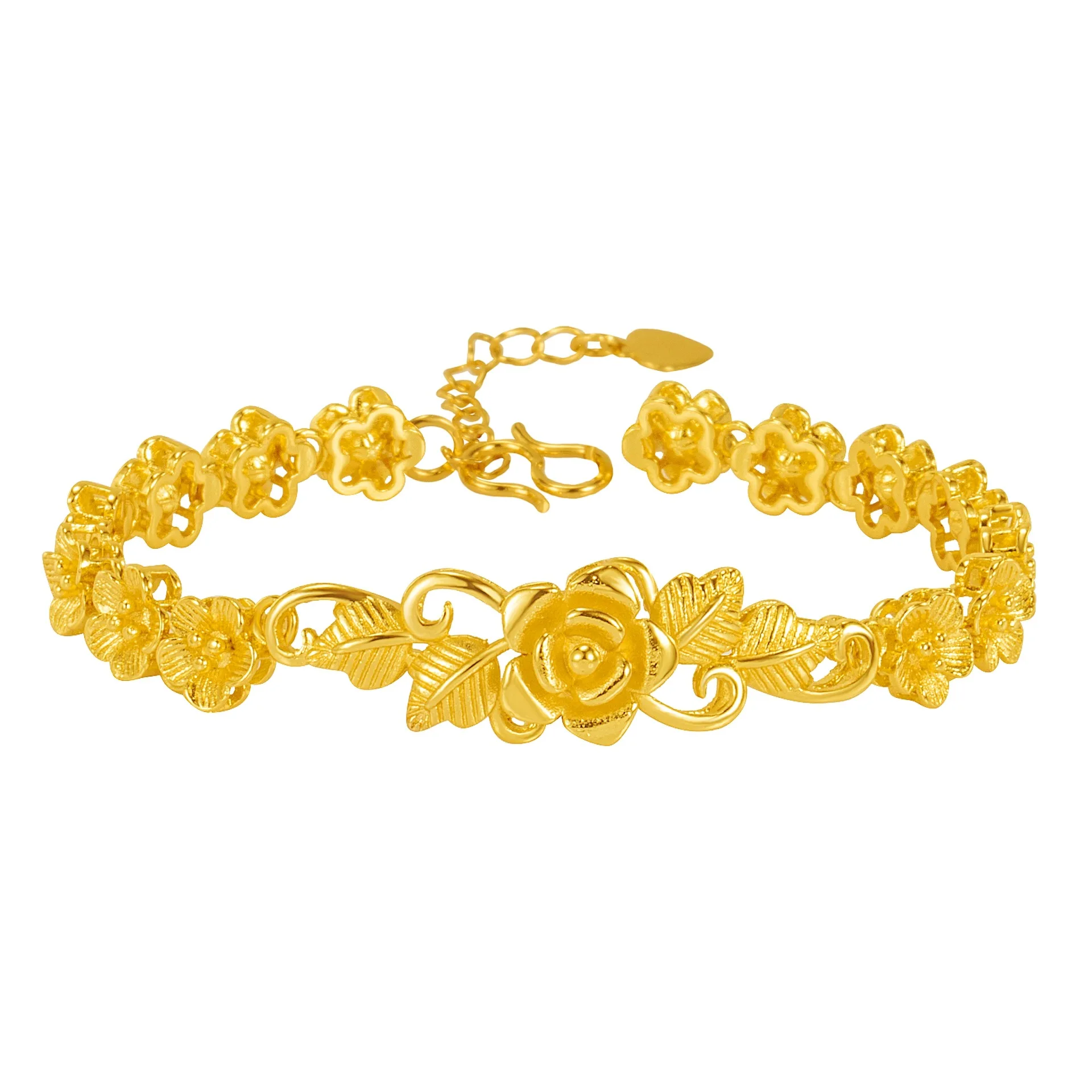 

Тайский посеребренный браслет ручной работы с цветком, вьетнамский браслет из песочного золота с цветком богатства, браслет из ветки розы и листа