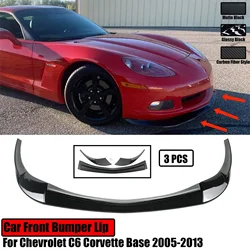 For Chevrolet C6 Corvette Base 2005-2013 Chevy Car Front Bumper Lip Spoiler Spliter Body Kit  Accessories ABS Carbon Fiber Style