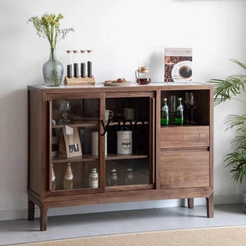 

LMM side cabinet black walnut solid wood new Chinese simple side cabinet