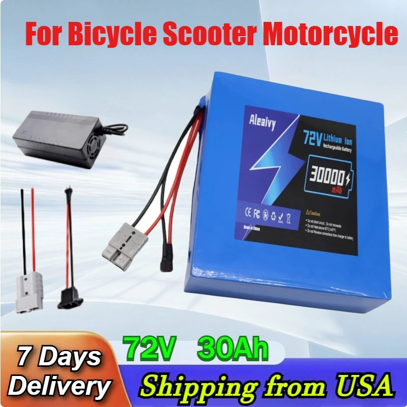 

【Fast Delivery】Aleaivy 72V 30Ah Electric Bike Lithium Battery Pack 30000mAh Ebike Battery for Bicycle Scooter Motorcycle+Charger