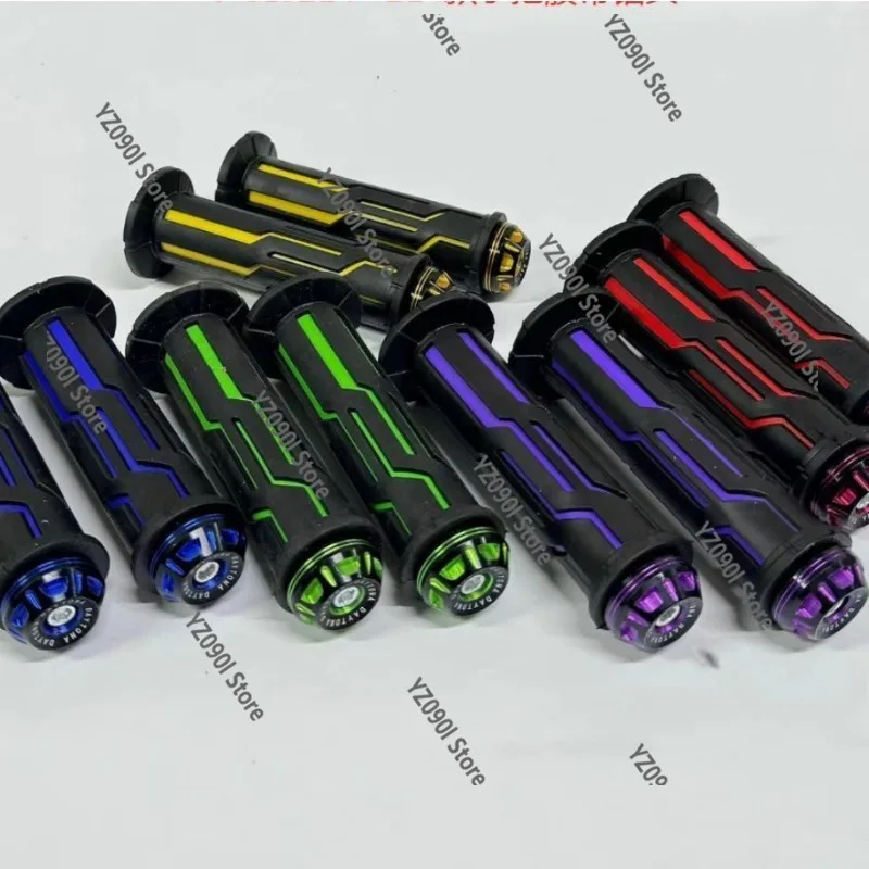 

Universal Soft Rubber Handlebar Grips 22mm 24mm With Aluminum End Plugs For Motorbike