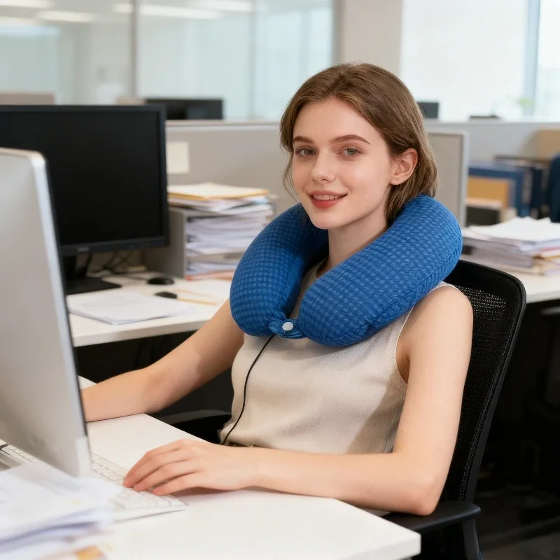 وسادة رقبة على شكل حرف U للتبريد الصيفي مع حشوة، مناسبة للمكاتب والمنازل والسفر؛ هدية عيد الميلاد وعيد الشكر