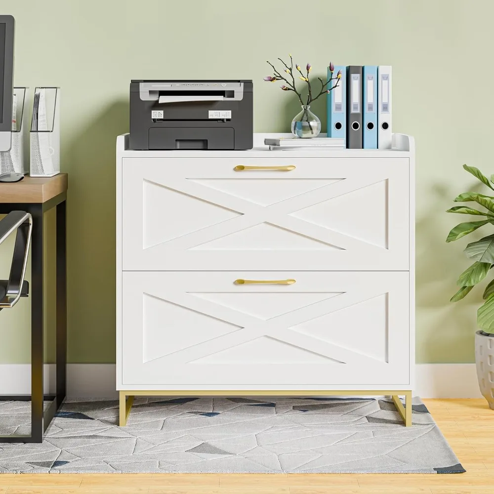 

2 Drawer Lateral File Cabinet, Filing Cabinet with Charging Station for Letter/Legal/A4 Size Hanging Files, Modern Farmhouse Fil