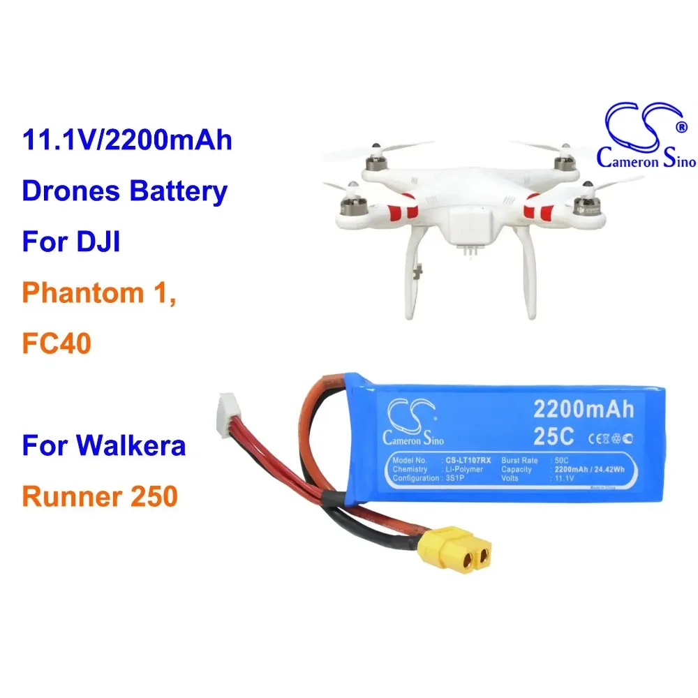 CS-LT107RX 2200mAh Drones Battery P1-12 for DJI FC40, Phantom 1, for Walkera Runner 250