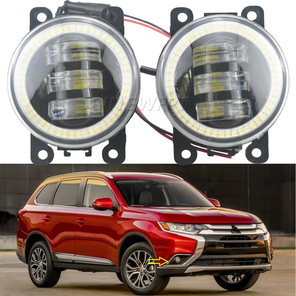 2PCS DRL 12V Fog Lights Lamp Led Angel Eye Daytime Running Light for Mitsubishi Outlander III 3 GG_W GF_W ZJ 2013 2014 2015-2018