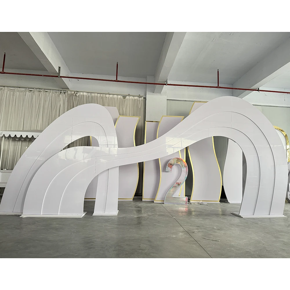 Modern Gloss Wave Shape Acrylic White Color Props For Display Shooting Background Ornament