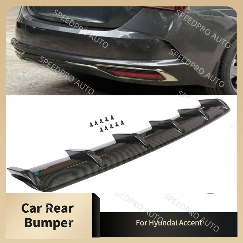 Car Rear Bumper Diffuser Lip For H-yundai Accent Splitter 6-Fins Shark Spoiler Wing Scratch Protector Body Kit Gloss Black