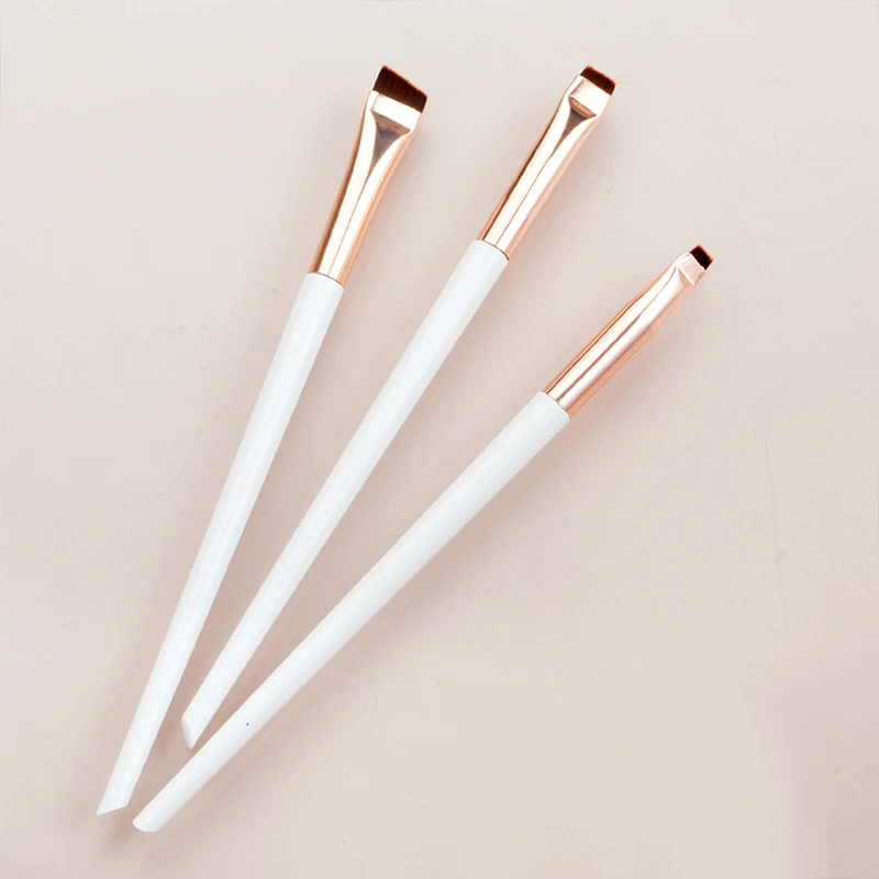 3 piezas delineador de ojos cepillo de cabeza oblicua cepillos de cejas debajo de los ojos detalle corrector cepillo maquillaje portátil herramientas de belleza