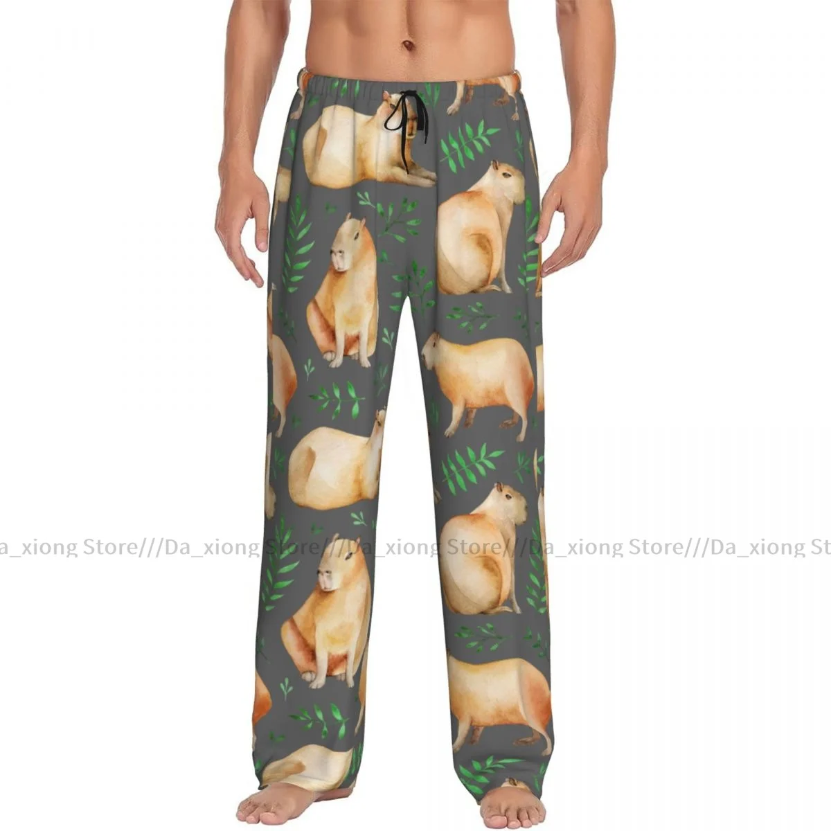 Men Sleep Bottoms Male Lounge Trousers Men's Capybara Cute Leaf Wild Animal Pajama Pants