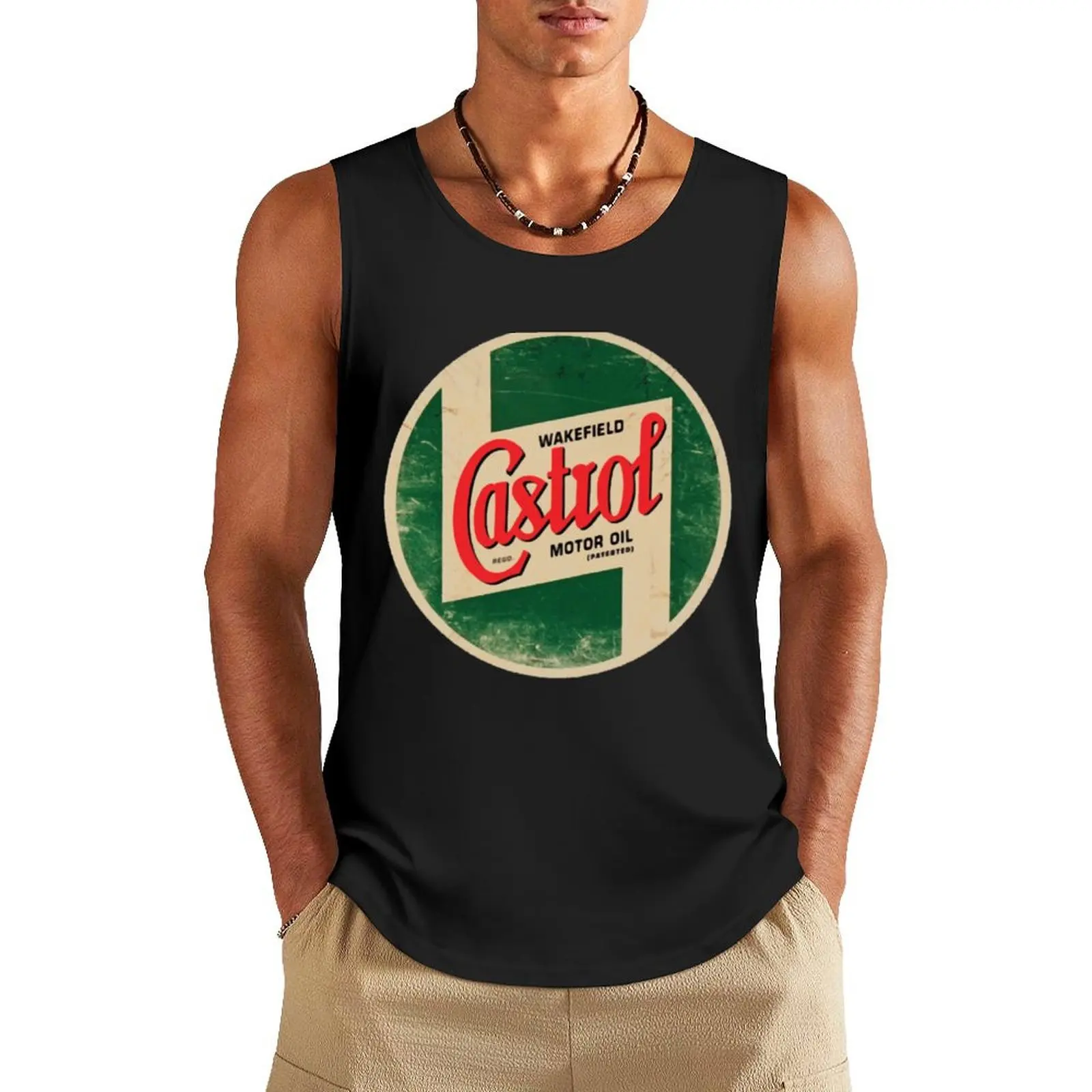 castrol oil vintage logo Tank Top bodybuilding t shirt men clothes Top