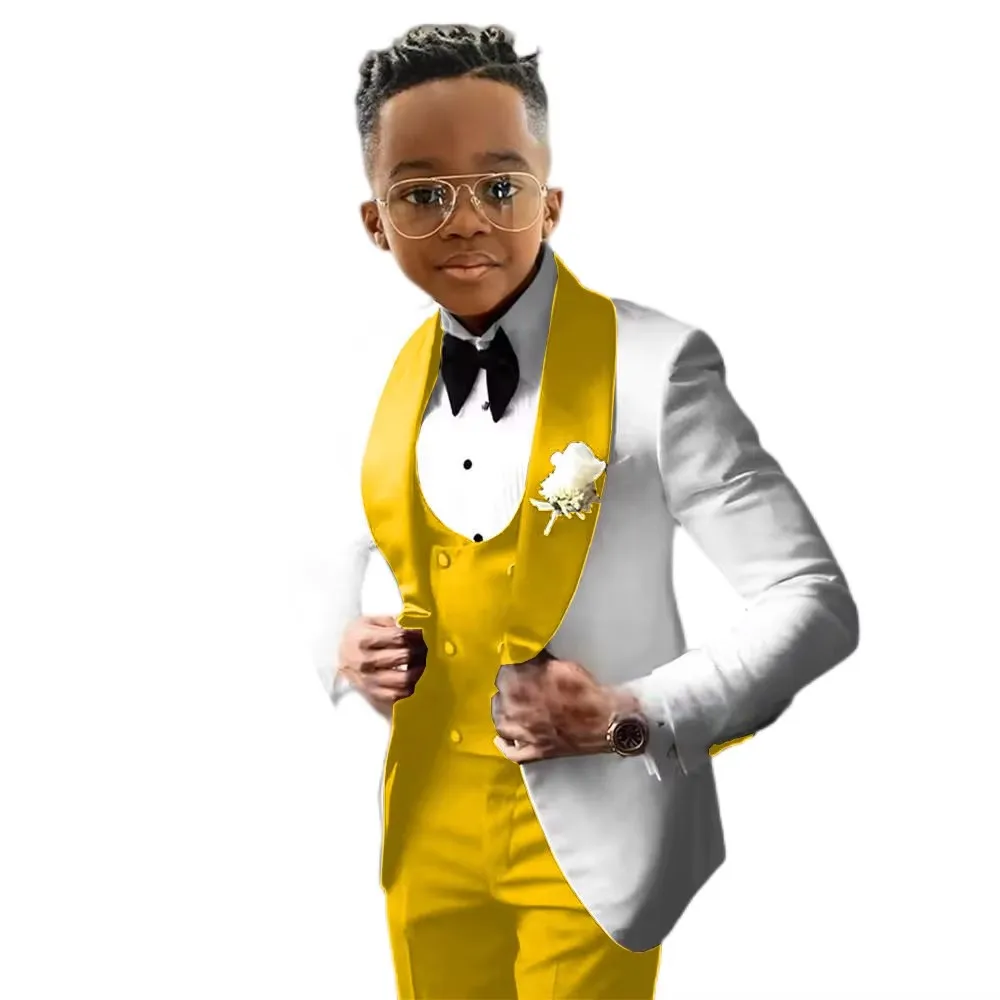 Immagine 4: Nuovo Completo da Bambino 3 Pezzi Slim Fit per Esibizioni di Pianoforte, Blazer con Risvolto a Scialle, Set Abito da Bambino per Banchetti e Feste, Taglie Forti