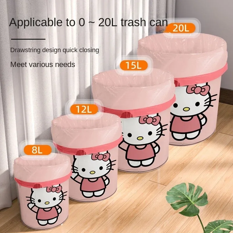 Sanrio Cartoon Hello Kitty Anime Garbage Bag Home Portable Drawstring Large Thick Living Room Kitchen Dormitory Office Kawaii image 4