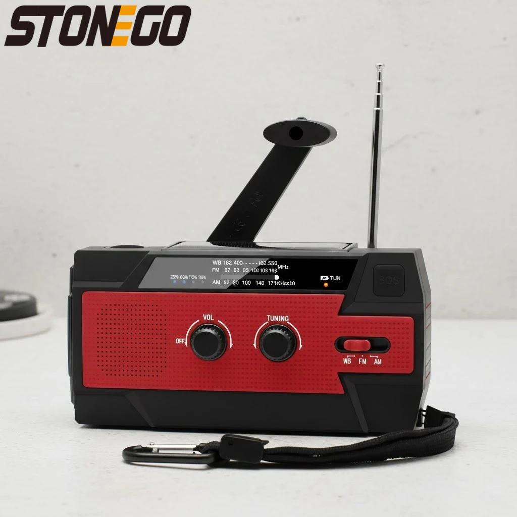 

Портативное аварийное радио с солнечной батареей и ручным динамо-генератором, AM/FM/NOAA, с фонариком, повербанком 4000 мАч, зарядкой для телефона и функцией SOS-сигнала