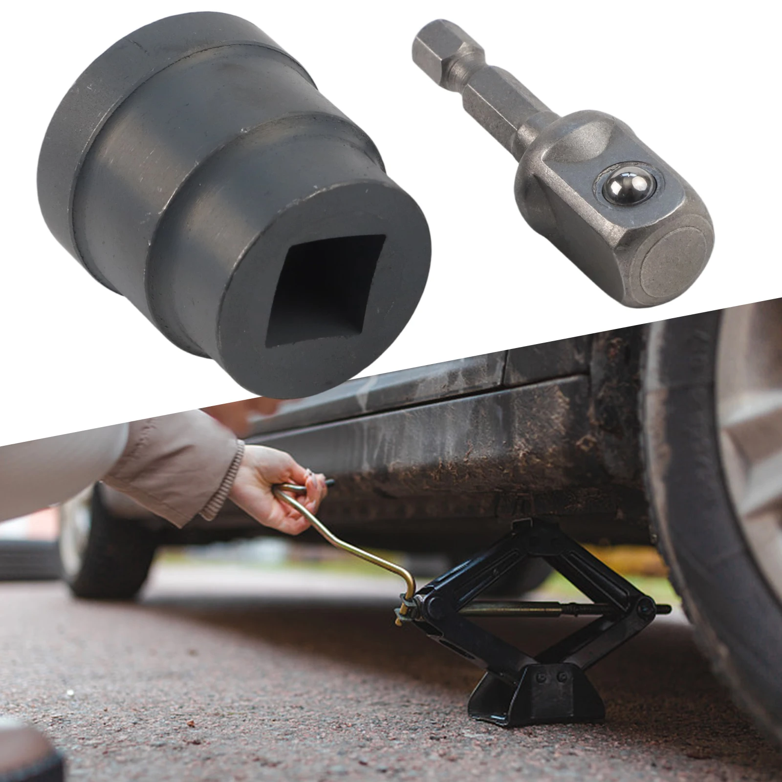 1 Stück Auto-Scherenadapter für Wohnmobil-Stabilisator-Stecknuss, Hochleistungs-Bohraufsatz, Reparatur-Steckschlüssel für Wagenheber