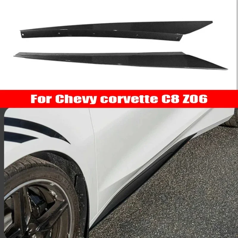 For Chevy corvette C8 Z06 Carbon Fiber Side Skirt Splitters Cupwings Winglets Canards Apron Bumper Side Skirts Cover body kit