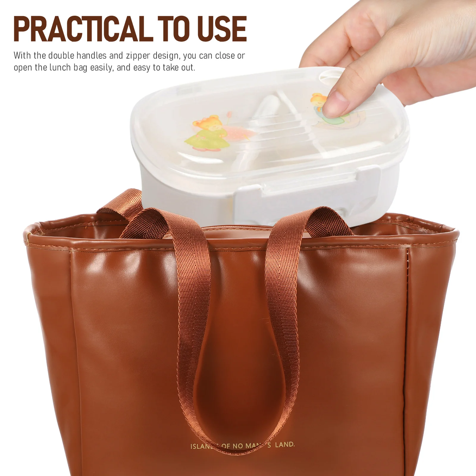 

Insulated Lunch Bag Tote Lightweight Containers Folding Portable Pu Leakproof Sack Women Reusable Food Storage Kitchen Bar