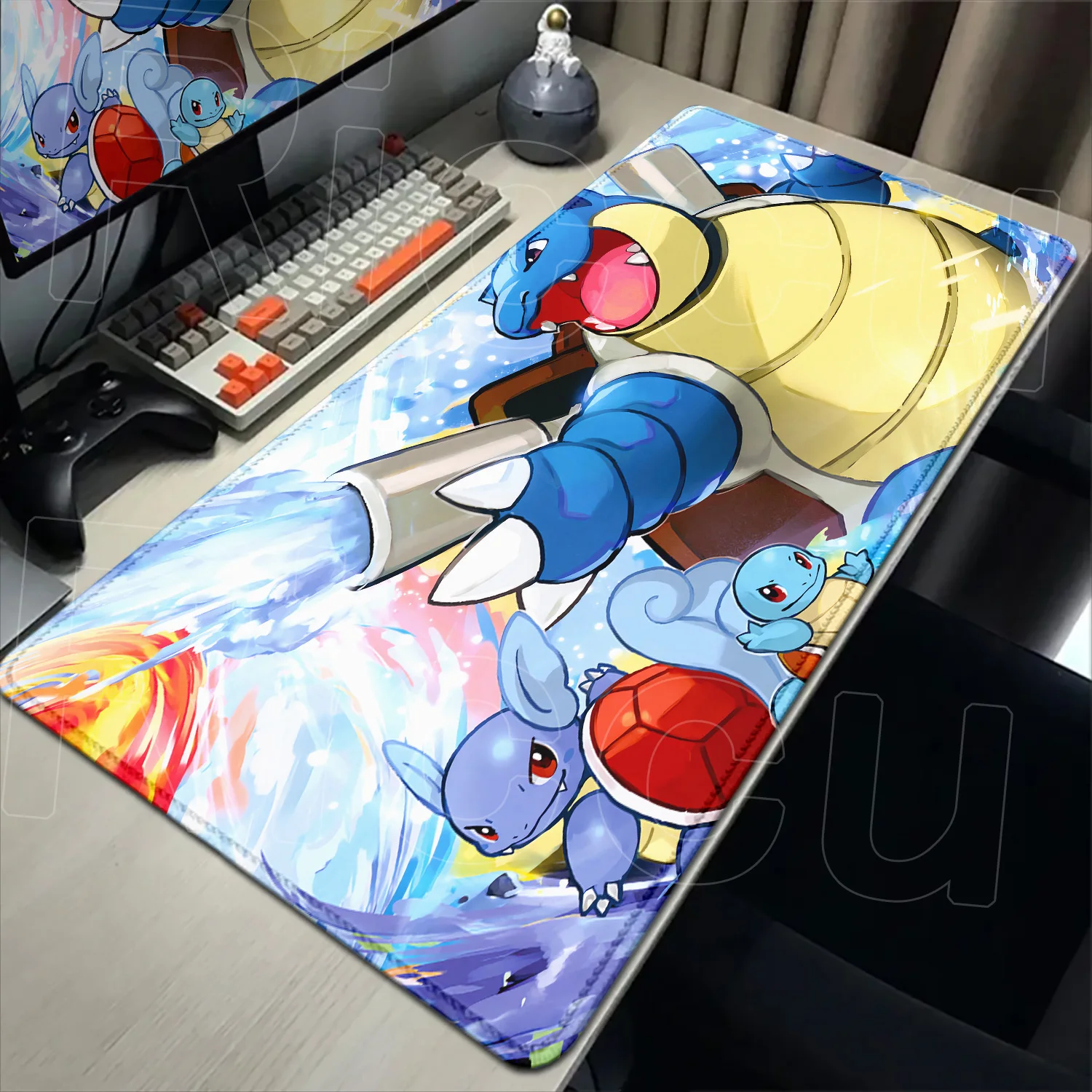 

New Cute Wallpaper Blue Squirtle Mouse Pad PC Keyboard Rug XXL Gamer Cabinet Mousepad Laptop Kawaii Game Extended Anime Desk Mat