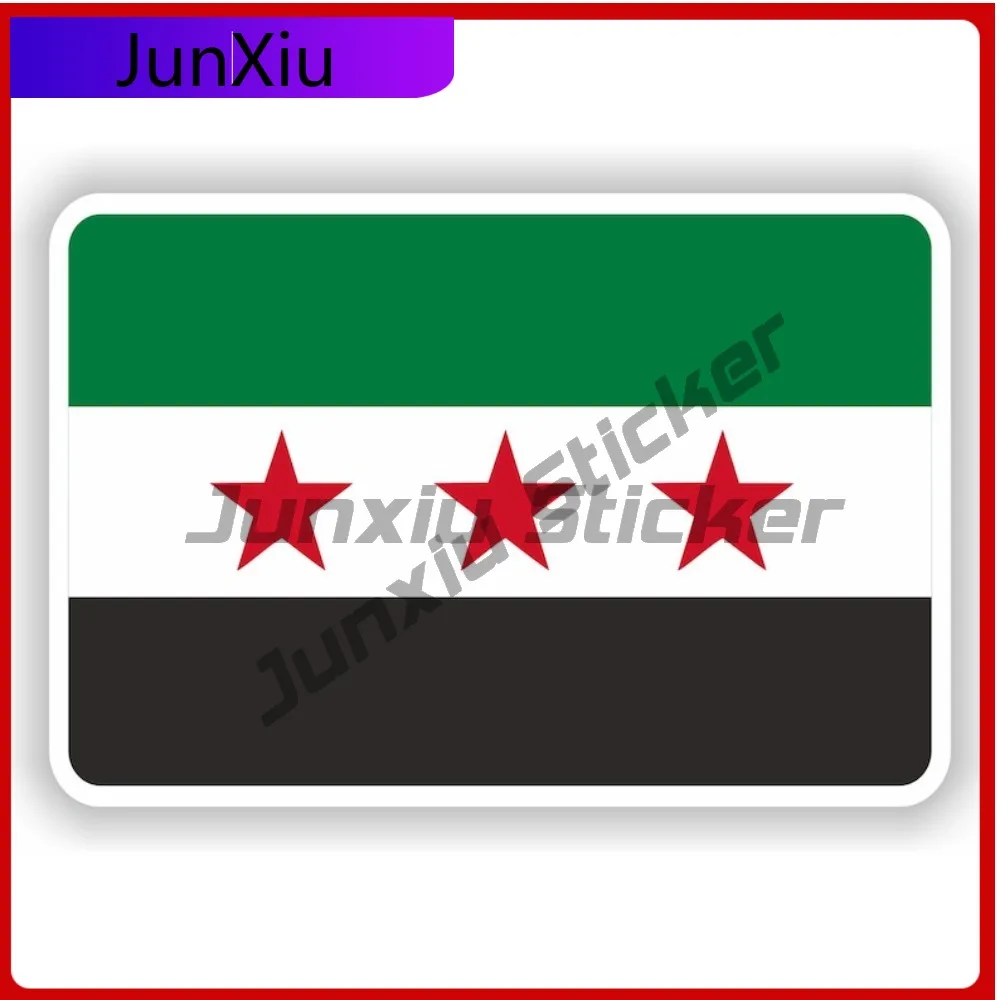

New Syria Flag National Flag With Emblem Vinyl Sticker Vehicle Decal Suv Outdoor Camping Rv Car Window Truck Stickers Motorcycle