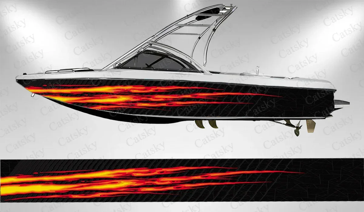 Abstract Colorful Sharp Lines Attractive Cool Boat Wrap Sticker Vinyl Boat for Pontoon Deck Boat Fishing Platform Decal Sticker