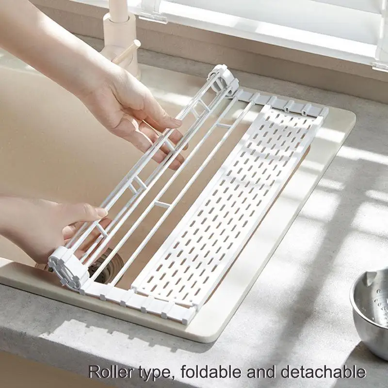 Свернутая сушилка для посуды, универсальный органайзер, складная кухонная раковина, столешница для хранения, роликовые сливные коврики, противоскользящие кухонные коврики