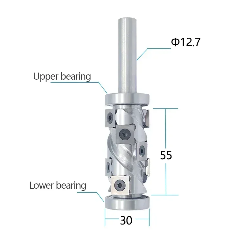 12.7mm Solid Wood Woodworking Trimming Spiral Cutter Trimming Cemented Carbide Surface Milling Cutter Drill Bit Cutter