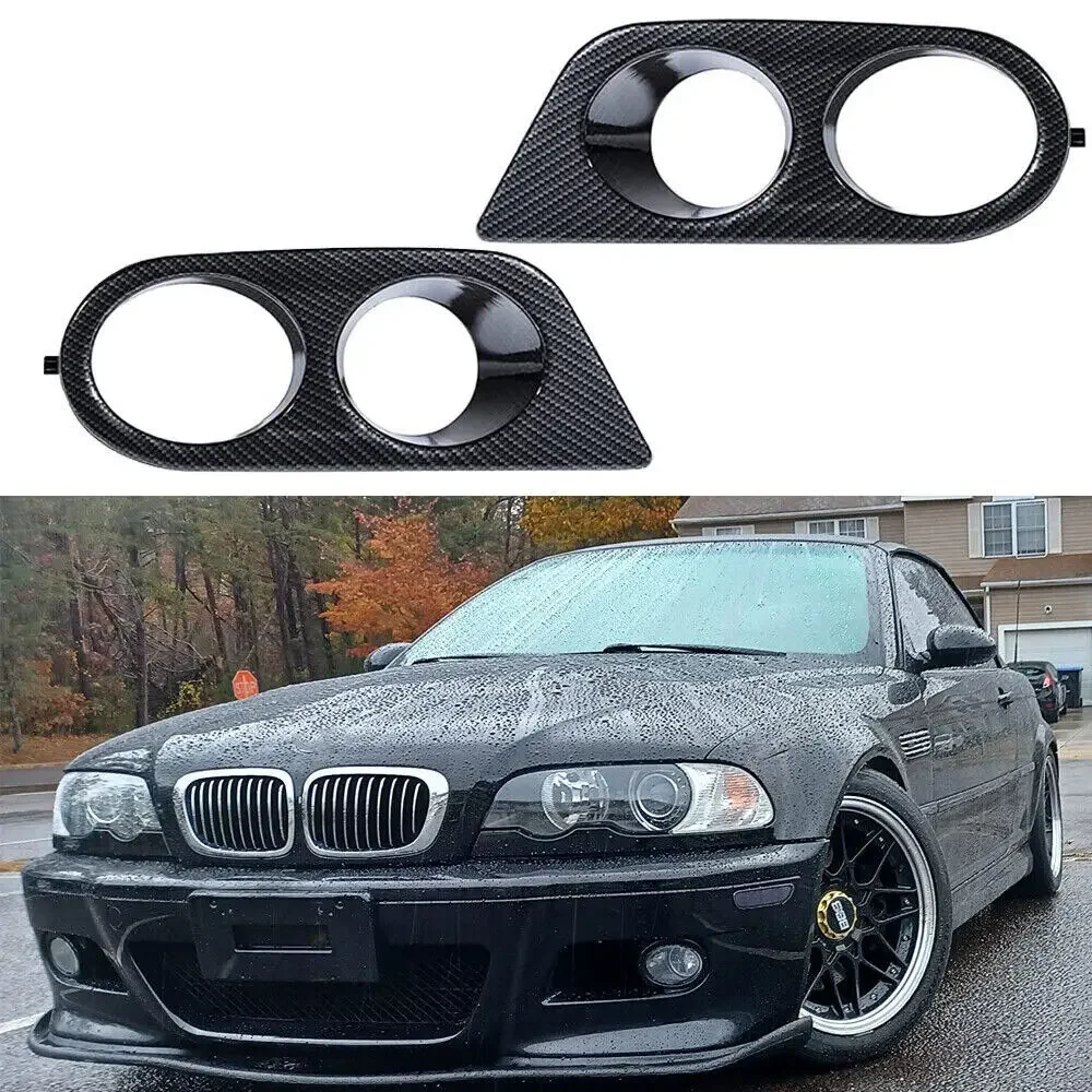 

2XCarbon Look Fog Lights Grill Frame Surrounds Air Duct Front Bumper Grill Fog Light Cover Grille Trim For BMW E46 M3 2001-2006