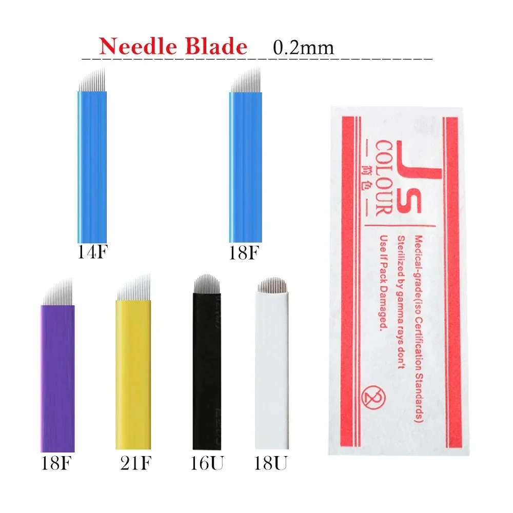 50pcs 0.20mm hand blade Tattoo Needle Eyebrow U16 U18 21Pin Permanent Makeup manual eyebrow blade for 3D embroidery fog needle