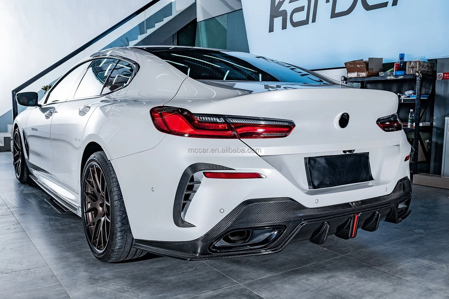 Glossy Carbon Fiber Car Bumper Side Skirts Splitter For BMW 8 Series M8 840i 4 Door Body Kits Rocker Panels