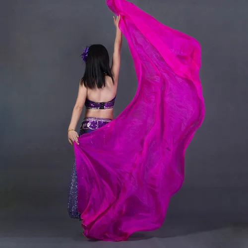 Imagen 1 del producto Velo de Seda 100% para Danza, Color Sólido, Textura Ligera, Pañuelo de Seda Natural para Mujer, Accesorios de Danza del Vientre, Chal de Seda 250x110cm