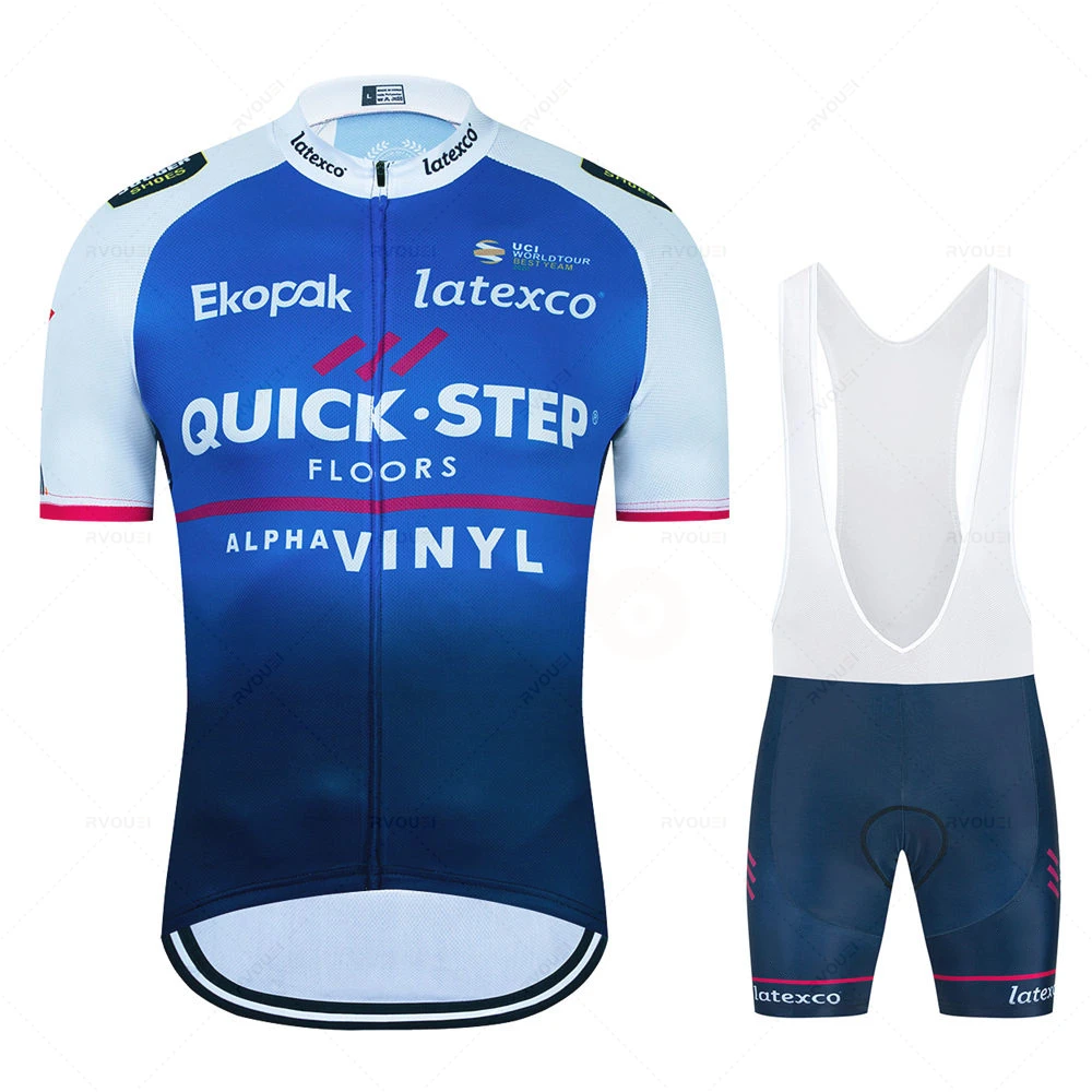 Quick Step Pro Team Cycling Jersey Set for Men, Summer Ciclismo Clothing, Road Bike Shirts Suit, Bicycle Tops, New, 2023