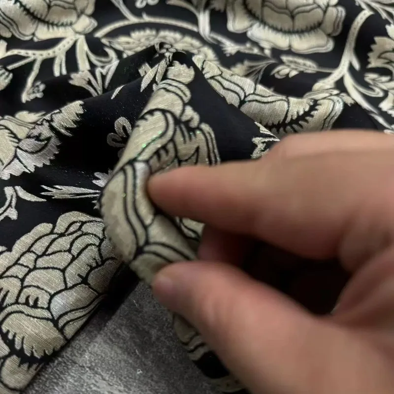 Silk Rayon Mother of Pearl Jacquard Fabric Luxury Haute Couture Chinese Style Coat Vest Suit Customization DIY Sewing
