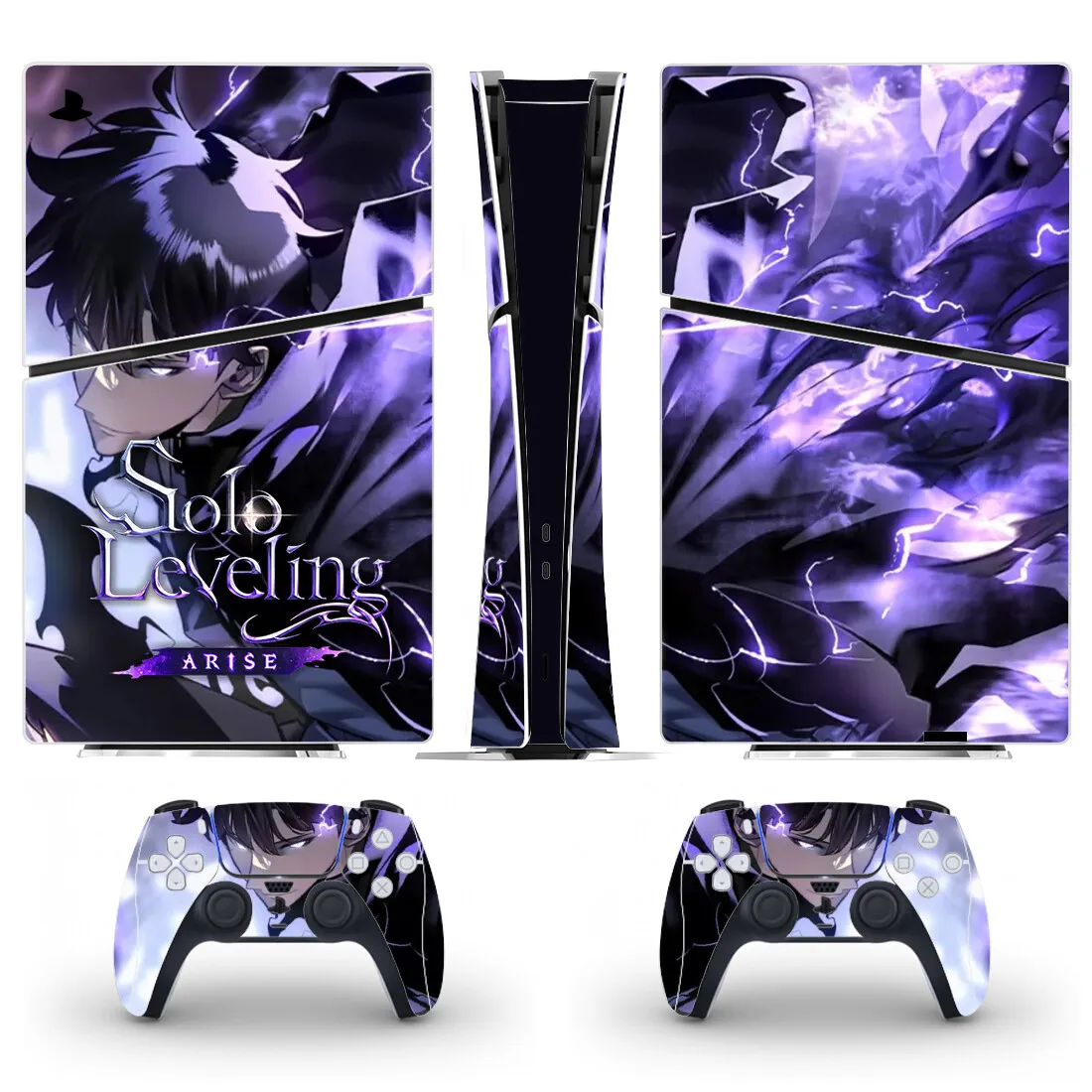 سولو التسوية أنيمي PS5 سليم الجلد الرقمي ملصق غطاء لاصق لامع لوحدة التحكم و 2 وحدات تحكم جديد PS5 سليم الرقمية الجلد الفينيل