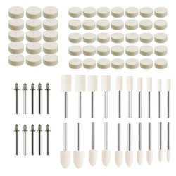 80Pcs Wool Felt Mounted Polishing Buffing Wheel Soft Felt Buffing 4/6/8/10/12mm Grinding Head Drill Rotary Tool 3mm Shank