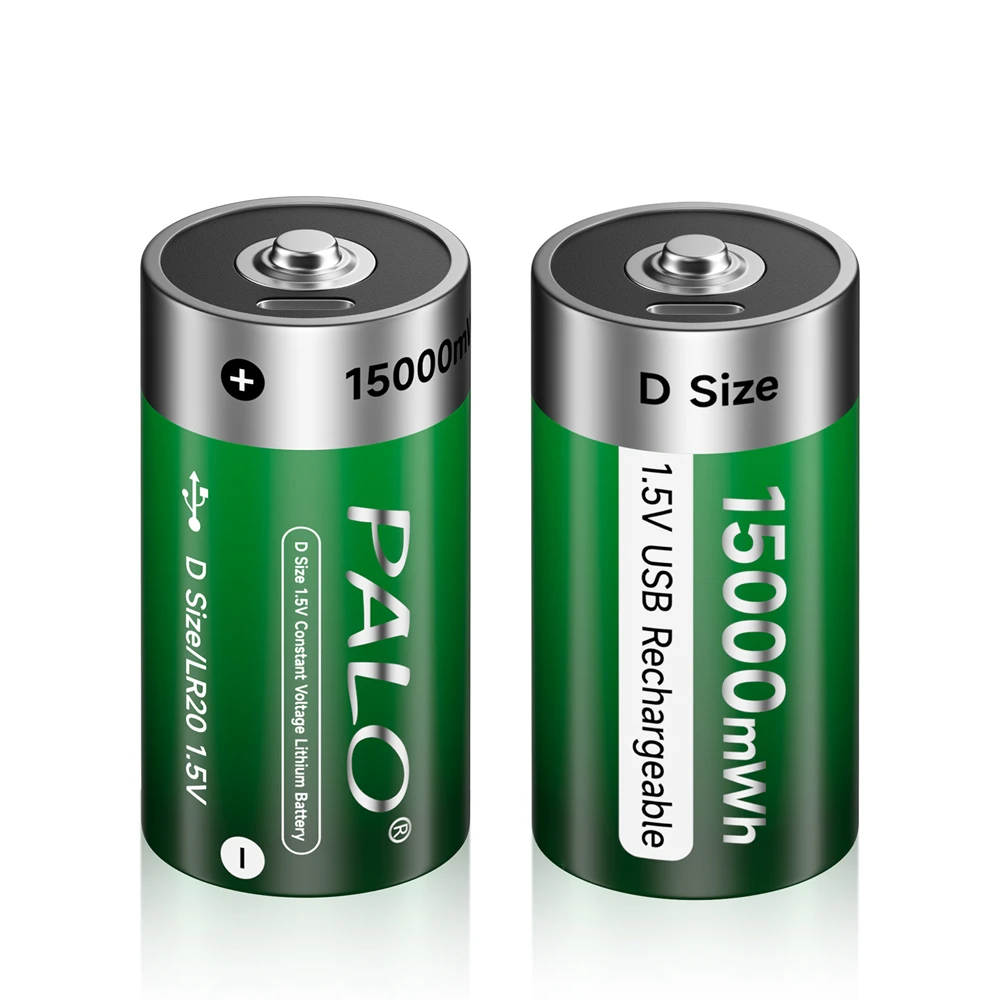 PALO USB Size D Battery 15000mWh 1.5V Type-C Akumulatory D Lipo LR20 do kuchenki gazowej Podgrzewacz wody Latarka