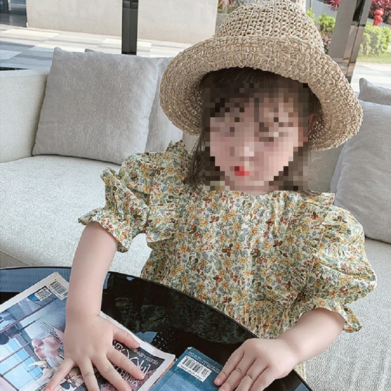 Girls' Floral Dress British Style Princess Dress25Summer New Foreign Trade Children's Wear Delivery3-8Years Old