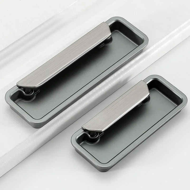 1PCS Embedded Button Drawer Invisible Sliding Door Concealed Handle Modern Minimalist Wardrobe Sliding Door Zinc Alloy Handle