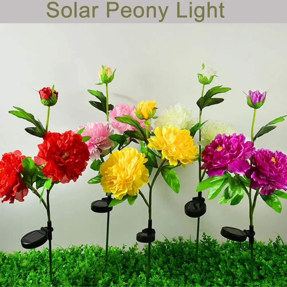 LED Solar Peony Flower Lights lampada da giardino impermeabile per esterni per veranda da giardino cortile Holiday Party Decor luce solare per fiori