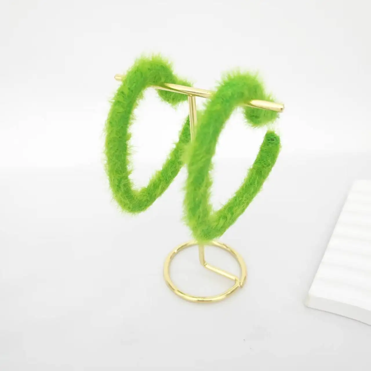 أزياء فو الفراء الكبير الأخضر القلب أقراط للنساء انخفاض الأقراط عيد الميلاد لطيف آذان مجوهرات هدايا #6