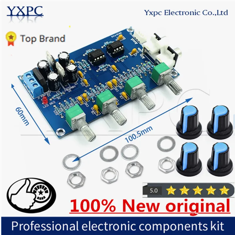 XH-M164 NE5532 Tone Amplifier Board Preamplifier AC 12V-15V Power Supply Dual Channel Audio Amplifier Board 4 Way Adjustment