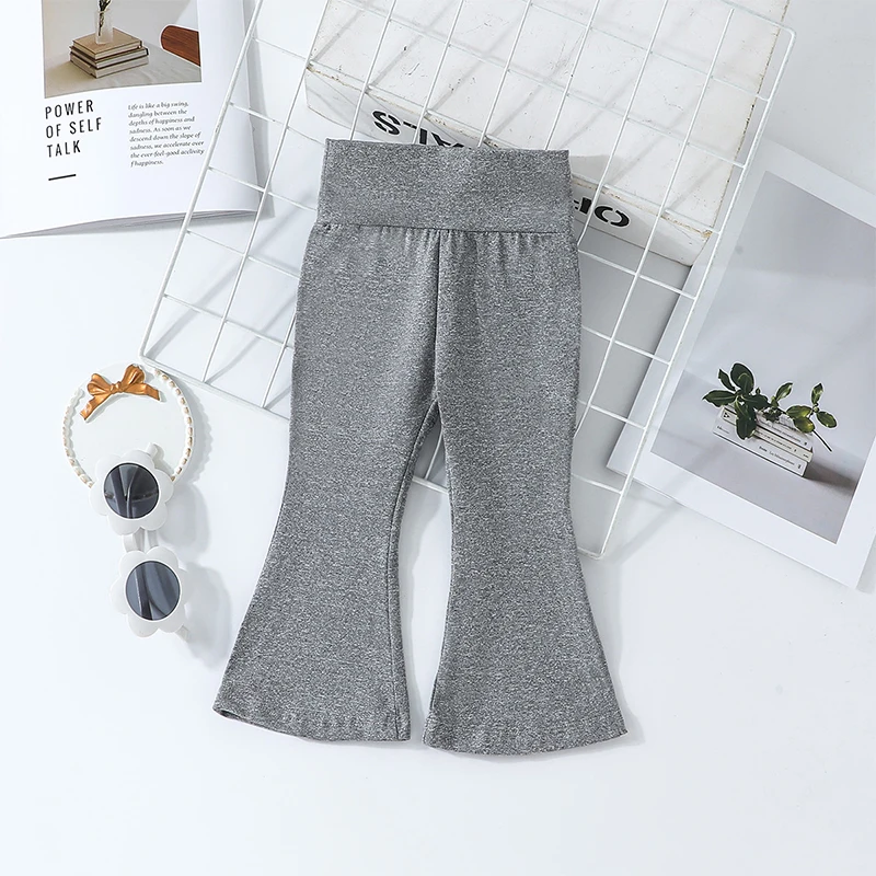 Newborn Girls Pants Toddler Kid Solid Color Trousers Cotton Baby Girls Flare Pants 3Pcs Socks Baby Leggings For 6Month To 3Years